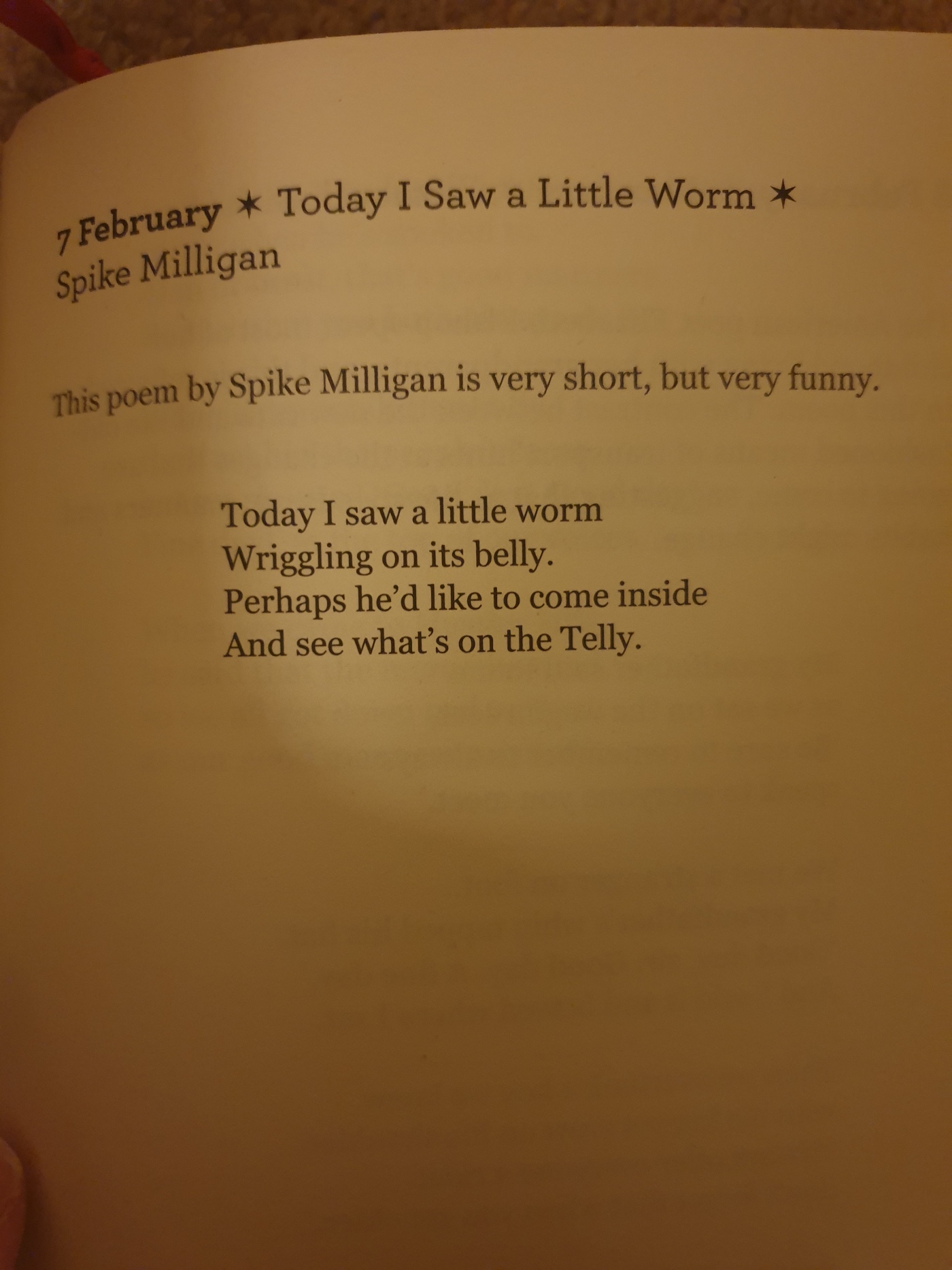 poem 38 today i saw a little worm by spike milligan